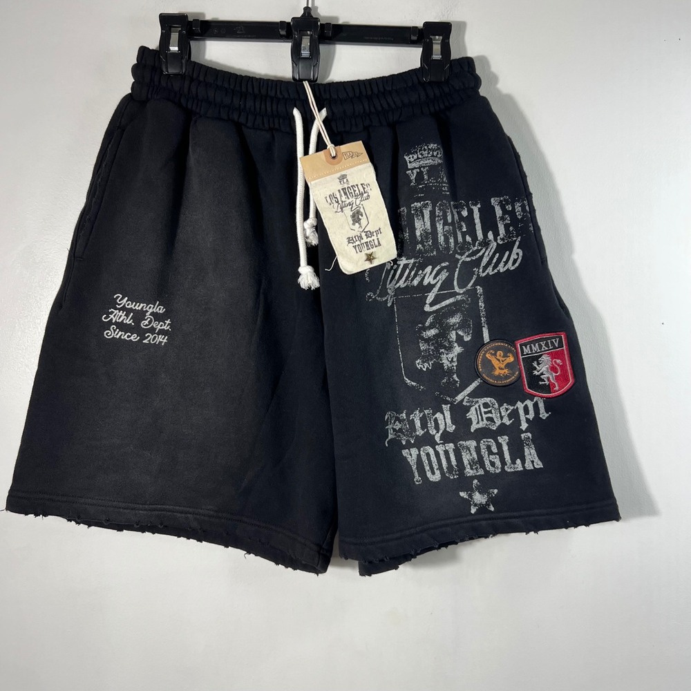 Mens Youngla Golden Era Lifting Club Sweatshorts Black L NWT